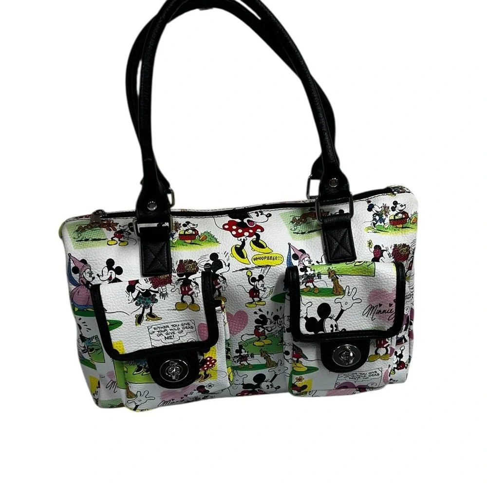 Disney Parks Mickey & Minnie Comic Tote Satchel Purse Handbag